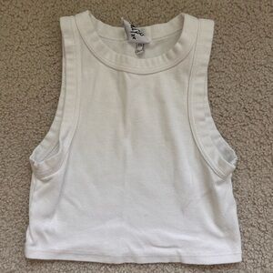 Princess Polly White Sleeveless Muscle Crop Top